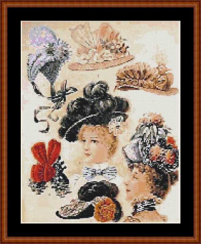 VICTORIAN HATS 9~cross stitch pattern #1209~PEOPLE  