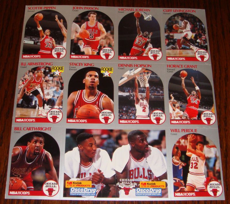 1990 91 CHICAGO BULLS Team Card SET Osco JORDAN PIPPEN  