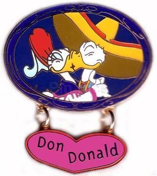 DISNEY DON DONALD AND DAISY DUCK KISSING PIN FROM 2001  