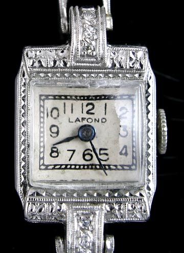 Fine Ladies Platinum & Diamond Art Deco Wristwatch  