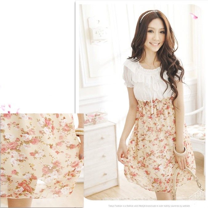 Womens Fashion 2 color Floral Chiffon Summer Dress P6  