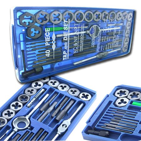 BLUE BOX 40 Pc MM METRIC Tap & Die Set Bolt Screw Extractor/Puller 