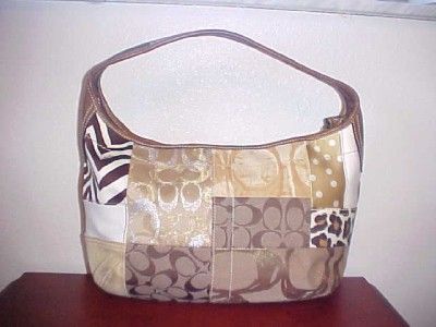   Holiday Patchwork Hobo Ergo Ocelot Purse Pocketbook Bag #10808 Used