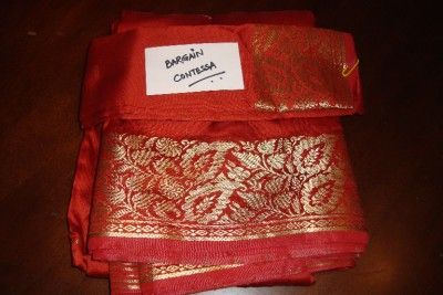 5YRDS BURNT ORANGE ART SILK SARI/BLOUSE SAREE FABRIC DRAPE  