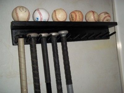   BASEBALL FULL SIZE BAT RACK UP 11 BATS 6 BALLS BLACK CUSTOM DELUXE