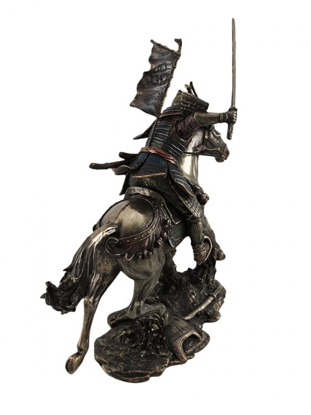 Samurai Battle Warrior On Horseback Statue Figure  