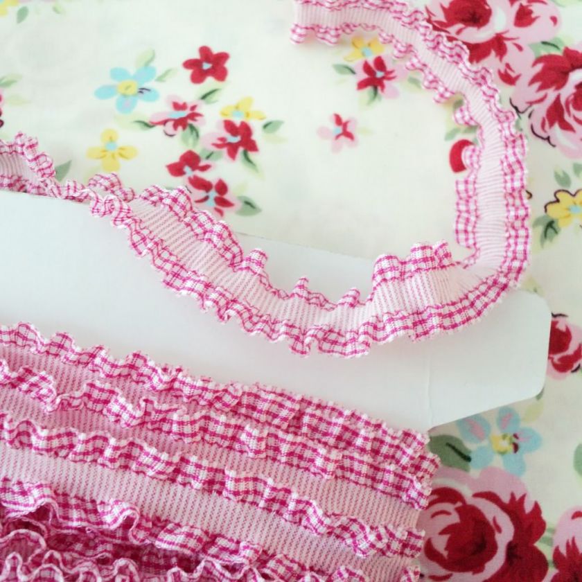 15m   DOUBLE FRILL   GINGHAM GATHERED ELASTICATED TRIM  