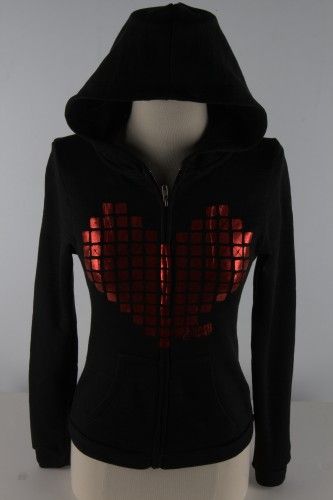 Abbey Dawn Blk Metal Heart Burnout Zip Hoodie 1805  