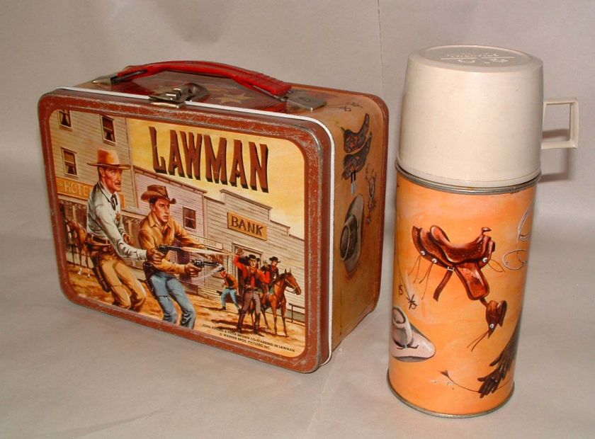 1960s LAWMAN TV SHOW METAL LUNCHBOX WITH THERMOS  