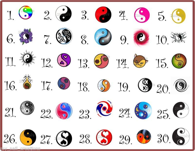 YIN YANG NAIL ART DECALS• KIDS,TOE OR ADULT SIZE  