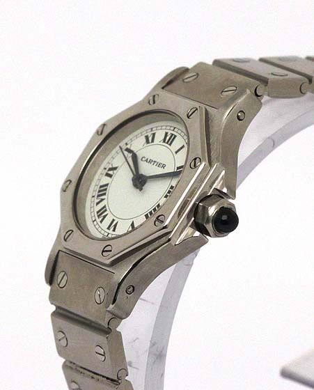   designer cartier stainless steel ladies santos wrist watch the case