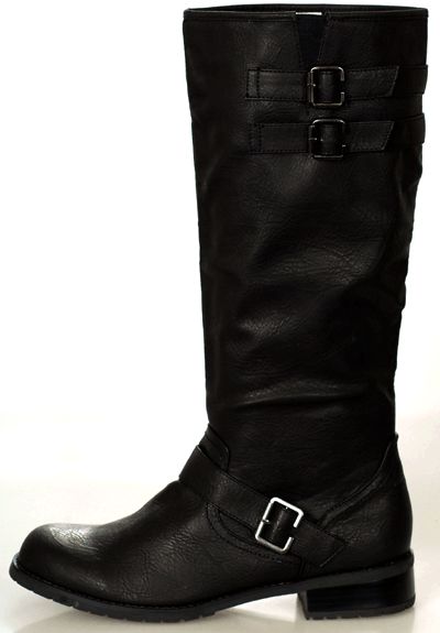 NEW Designer Fashion Rider Inspired Womens Mid Calf BLACK BOOTS 