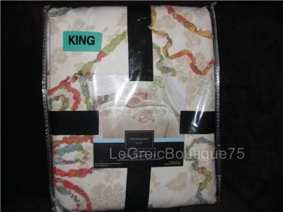 Cynthia Rowley 4PC KING DUVET QUILT SET flower modern + 2 Pillow SHAM 