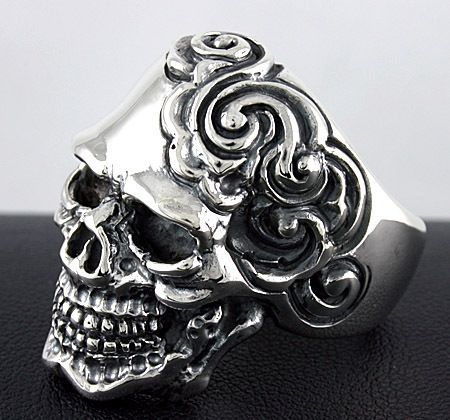 BIG BOSS YAKUZA SKULL TATTOO STERLING SILVER RING 9  