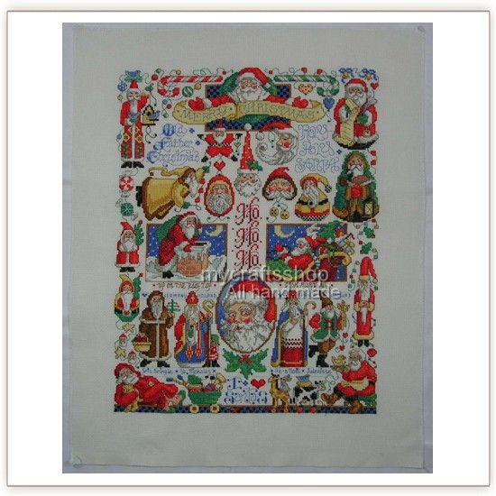 PREORDER FINISHED COMPLETED CROSS STITCH Santa Christma  