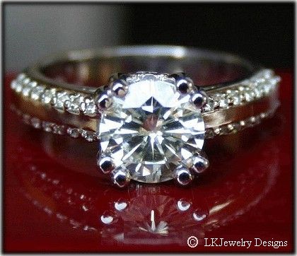 50 CT MOISSANITE ROUND PAVE BEZEL ENGAGEMENT RING  