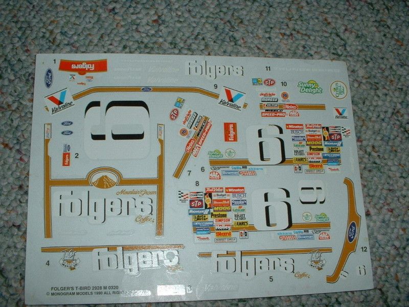 Monogram decals 1/24 1/25 Folgers T Bird  