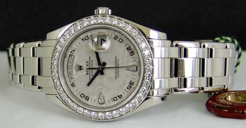 ROLEX   Mens Platinum 39mm Masterpiece METEORITE Diamond Dial   18946 