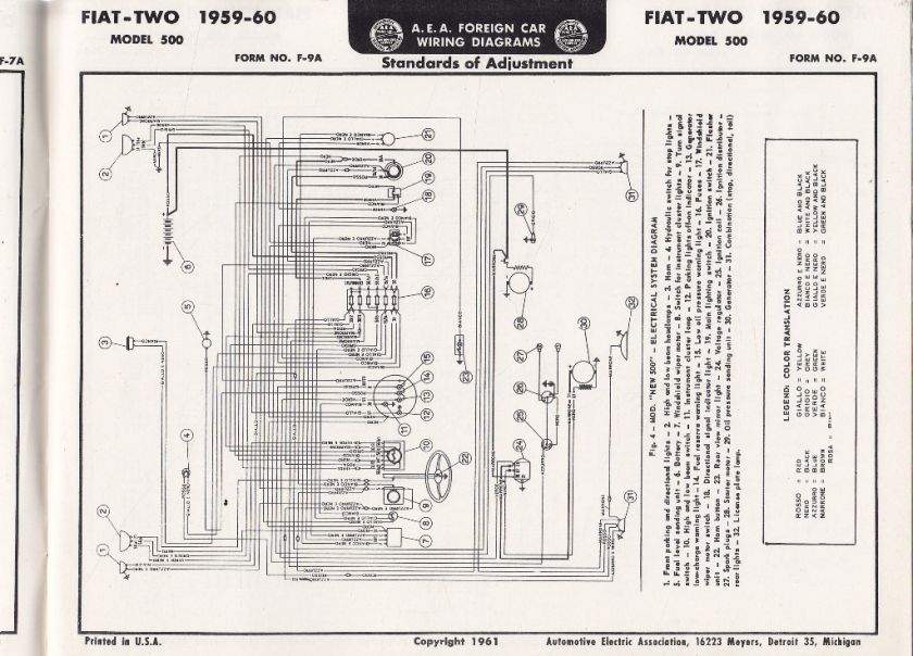 Wiring Diagram 1959 60 Fiat 500 600 Multipla On Popscreen