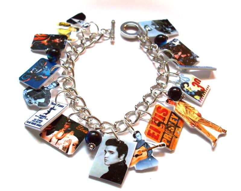   Presley Charm Bracelet king,music,singer,artist,pop, rock,altered art
