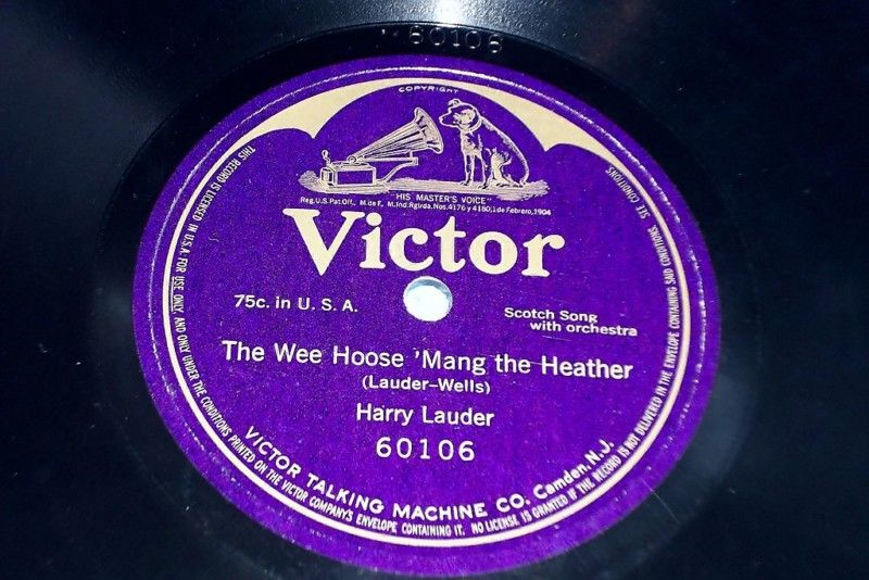 1913 ANTIQUE VICTOR RECORD # 60106 HARRY LAUDER THE WEE HOOSE MANG 