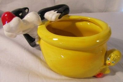 Vtg Sylvester Chasing Tweety Bird Ceramic Planter Dish  