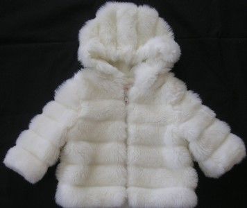 Outbrook Kids girls white faux fur jacket coat church occasion size 12 