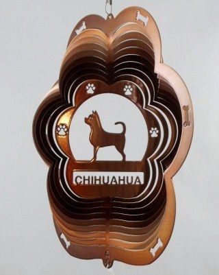 Wind Spinner 12  Stainless Steel Copper Chihuahua Dog Great Gift Dog 