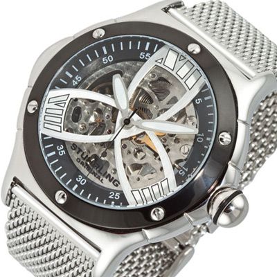 New STUHRLING Alpine Slalom Skeleton Automatic Mens Watch Mesh 