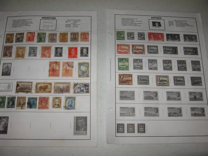 OLD STAMPS FROM ARGENTINA, ANTIGUA, ANDORRA, AJMAN  