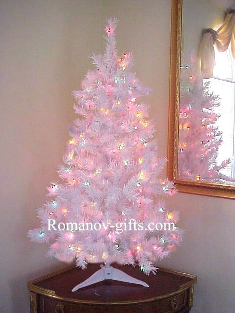 WHITE Designer Alaska Christmas Tree 4 Foot Pre lit with Multi Color 