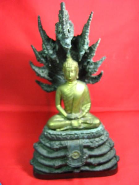 RARE OLD BRONZE BUDDHA PHRA NAK PROK STATUE  