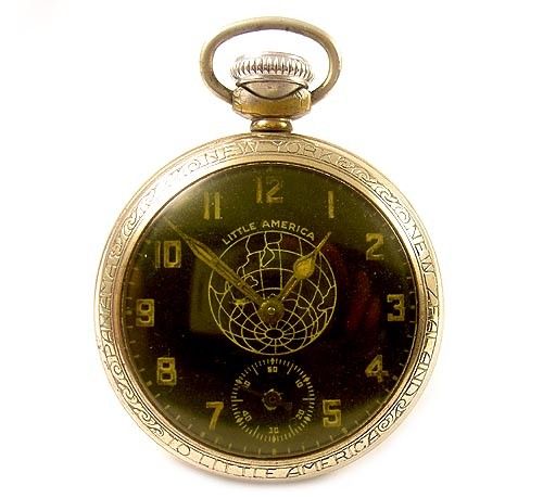 INGRAHAM ADMIRAL BYRD LITTLE AMERICA Pocket Watch RARE  