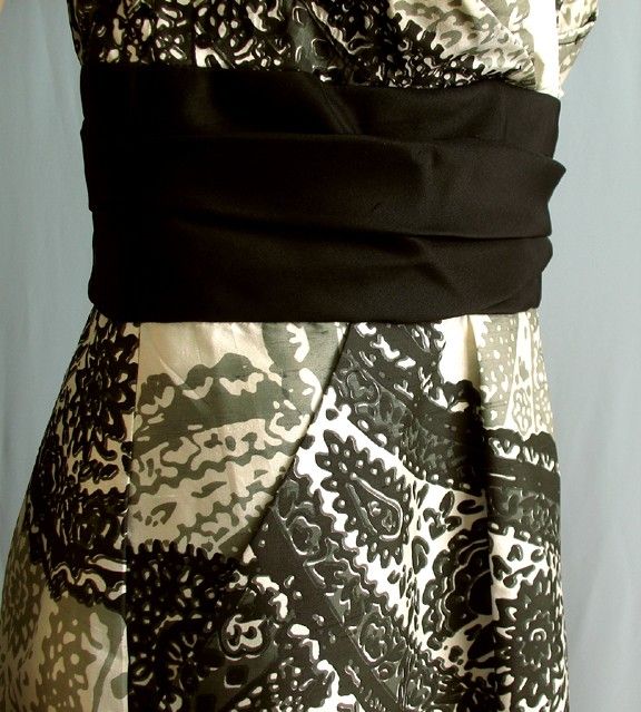 Kay Unger New York Print Dress Black White Gray 12 $390  