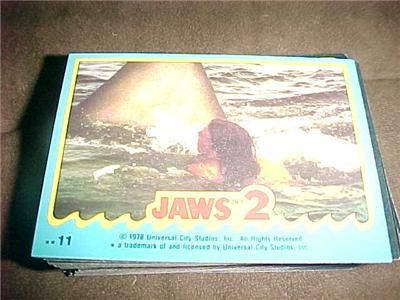 1978 UNIVERSAL PICTURES JAWS 2 59 CARDS AND 11 STICKERS COMPLETE SET 