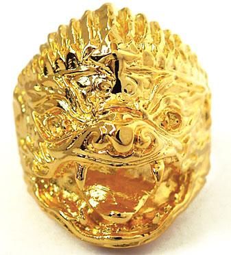 HANUMAN MONKEY WARRIOR GOD THAI AMULET GOLD RING Sz 10  