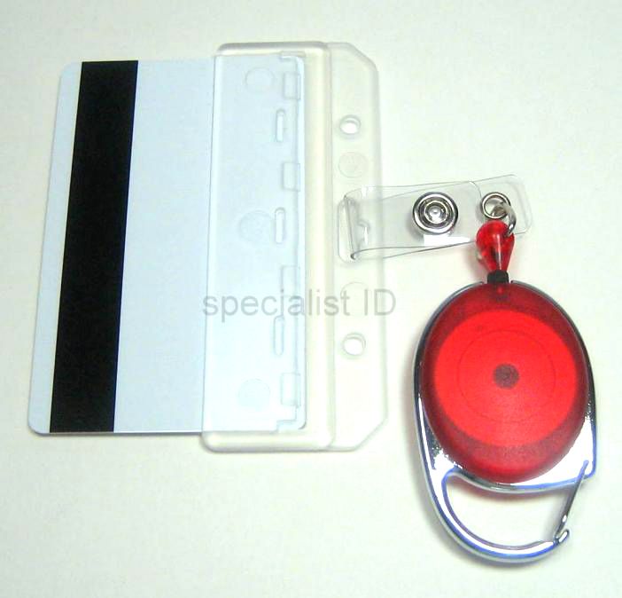 Server / Waiter POS Badge Reel & Swipe Card Half Holder  