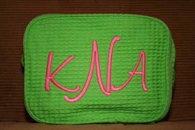 Personalized Monogrammed Lg Waffle Weave Cosmetic Bag  7 colors to 