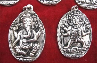 Pn338 Lot of 5 New Ethnic Lord Elephant Ganesha Kali pendant Nepal 