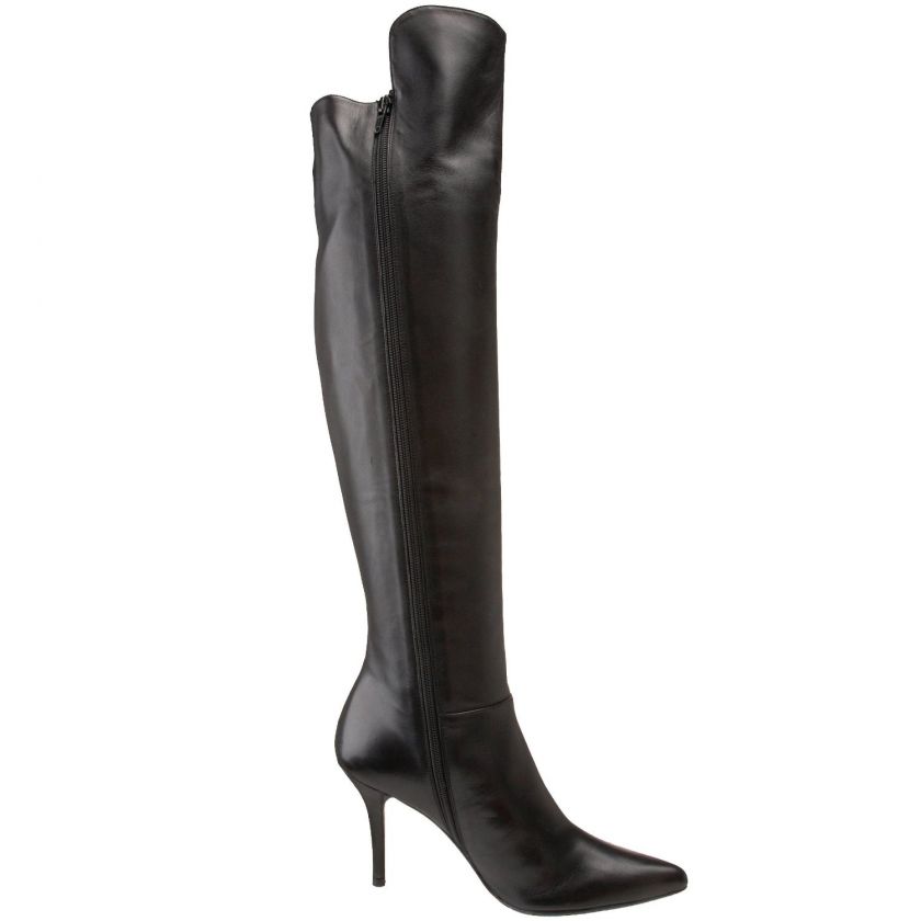 Stuart Weitzman Vigorous Black Leather pointy toe Tall Over the Knee 