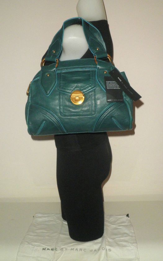   HANDBAG TEAL LAGOON SOFT CRACKLE LEATHER VIVA LA VAL SATCHEL NWT 398