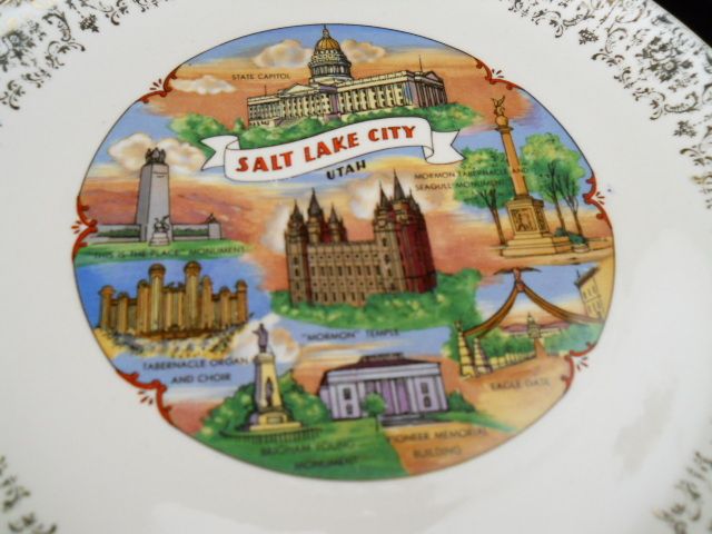 Salt Lake City Utah Souvenir colorful plate 9 inch  