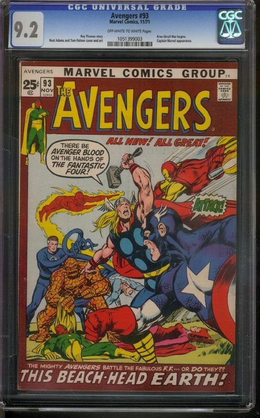 AVENGERS #93 CGC 9.2 OW WHITE PAGES NEAL ADAMS  