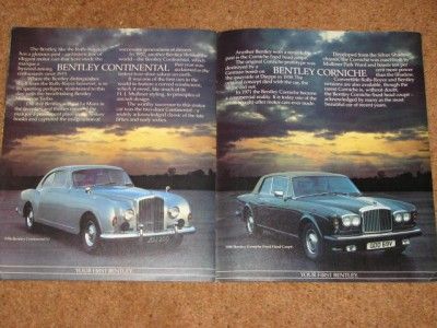 1983 ROLLS ROYCE BROCHURE   Corniche   Camargue   Continental S1 