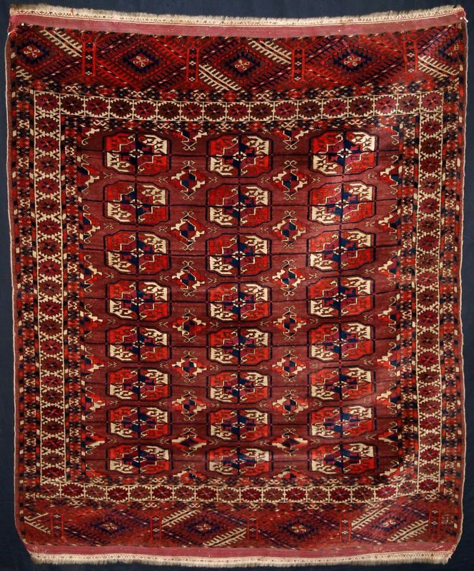 ANTIQUE TEKKE TURKMEN RUG, VERY FINE WEAVE, LT 19TH C.  