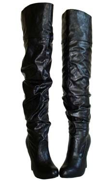 Glam Sexy Slouchy Distressed PU Over The Knee High Platform Boots 