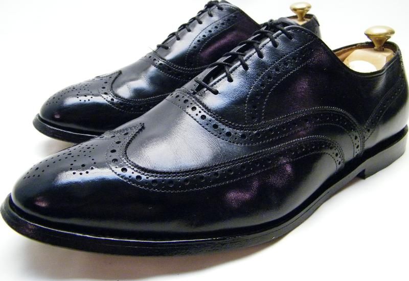 MENS ALLEN EDMONDS BLK CHESTER BROGUE WING TIP OXFORD DRESS SHOES SZ 