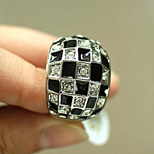   GP Square Gemstone Zirconia CZ Inlay Ring Rings Costume Trendy  