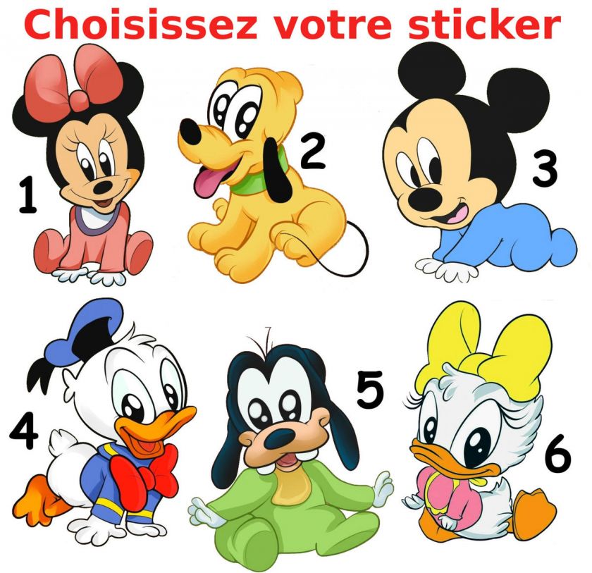 STICKER / AUTOCOLLANT MICKEY MOUSE BEBE MINNIE DONALD DAISY DINGO ET 