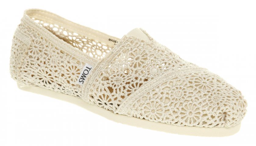 Womens Toms Classic Slip On 2011 Natural Crochet Flats  